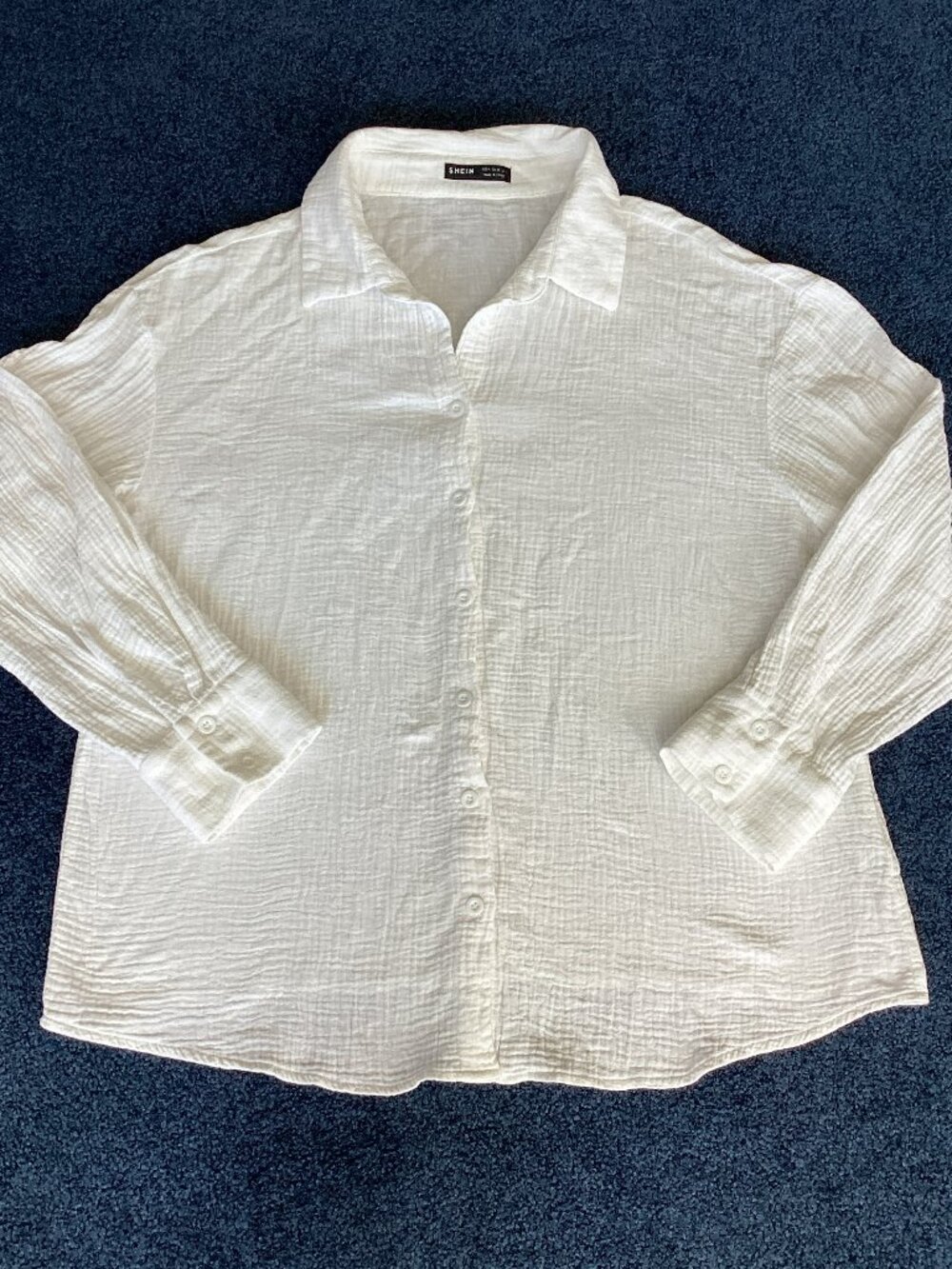 Shein White Gauze Button Front Blouse - sz 6